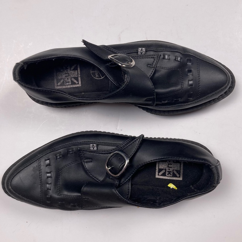 T.U.K Black TUKskin Pointed Toe Vegan Buckle Creeper